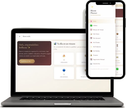 Bloom Planner en laptop y celular