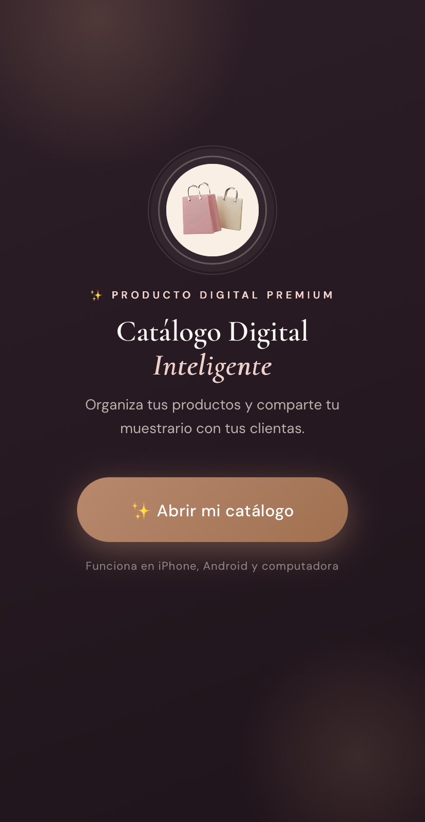 Pantalla de inicio del Catálogo Digital Inteligente